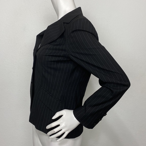 Semantiks Black/White 3 Button Striped Long Sleeve Lapel Blazer Jacket Size 4P - Picture 4 of 8